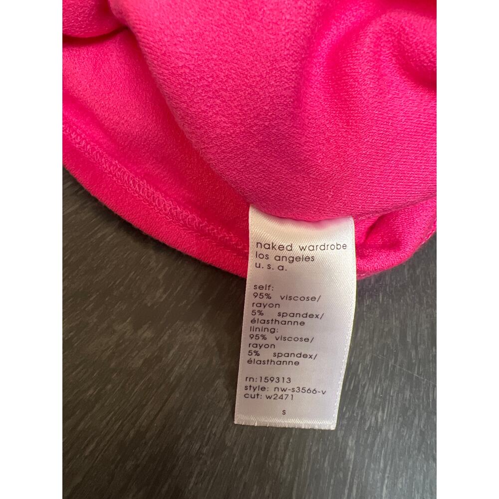 Naked Wardrobe Hot Pink Low Scoop Waist Bodycon Mini Skirt Womens Size Small S - Picture 4 of 4